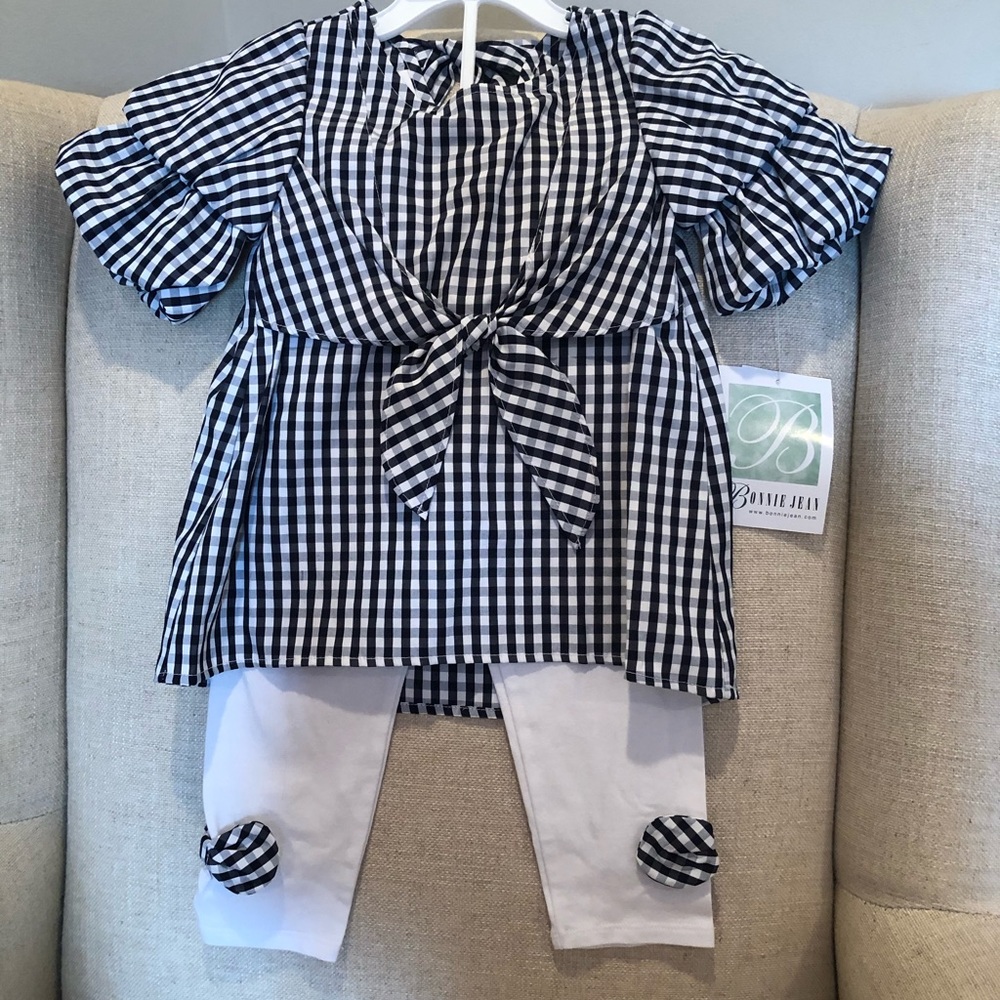 Bonnie Jean Navy Gingham Outfit